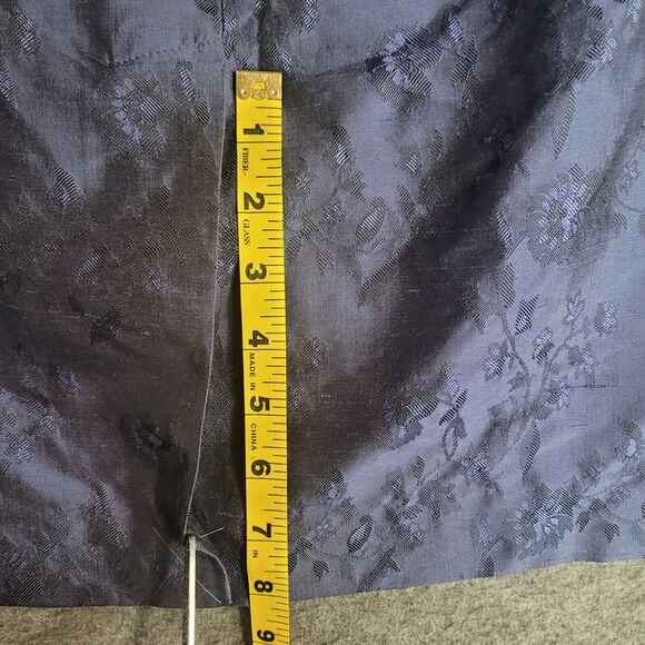 Ann Taylor Silk Shantung Pencil Skirt Blue Floral Size 10 Rear Zip & Vent Lined - Picture 5 of 8